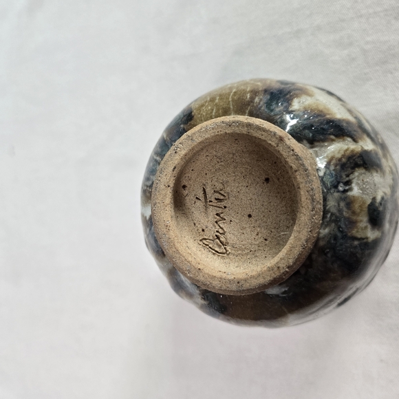 Pottery Handmade Cup/bowl/ Trinket Dish Or Vase 3" Deep X 4.5" Wide Signed - Picture 5 of 8